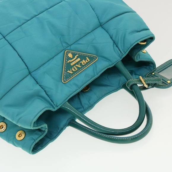 PRADA Quilted Hand Bag Nylon 2way Turquoise Blue Auth 40351 - Picture 6 of 16